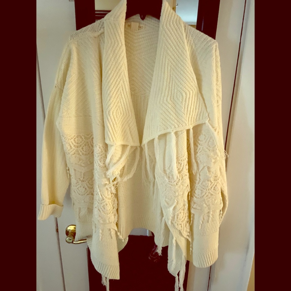 White sweater poncho